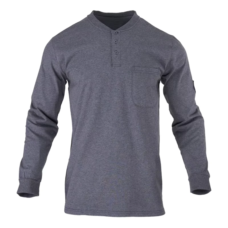 FR Flame Resistant Arc Rating CAT2 Fire Workwear 7oz Compliant Fire Proof Henley Shirts