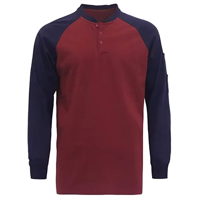 FR-Flame-Retardant-Baseball-Jersey-CAT2-7oz-Two-Tone-Color-Block-Knit-Cotton-Arc-Flash-Safety-T-Shirt