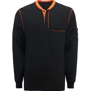 FR Henley Shirt 5.5OZ FRC Welding Summer Cool Flame Retardant Workwear CAT2 Arc Rated