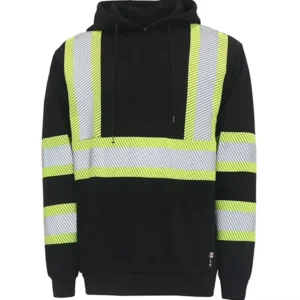 FR Hi Vis 10OZ Flame Retardant Cotton Hoodie with Reflective Trim NFPA 2112 Certified CAT 2 Arc Rating