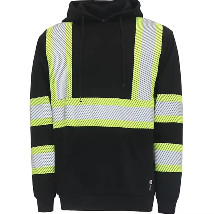 FR Hi Vis 10OZ Flame Retardant Cotton Hoodie with Reflective Trim NFPA 2112 Certified CAT 2 Arc Rating