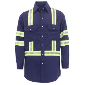 FR High Visibility 100% Cotton Shirt Reflective Trim Fire Retardant 7.5oz Men Flame Resistant Hi Vis Shirts