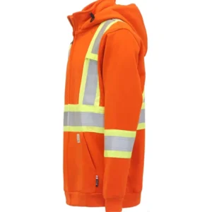 FR Hoodies High Visibility 14oz Fleece Heavyweight Hi vis Jackets Flame Resistant Reflective Hooded Sweatshirts for 2 Arc Rated