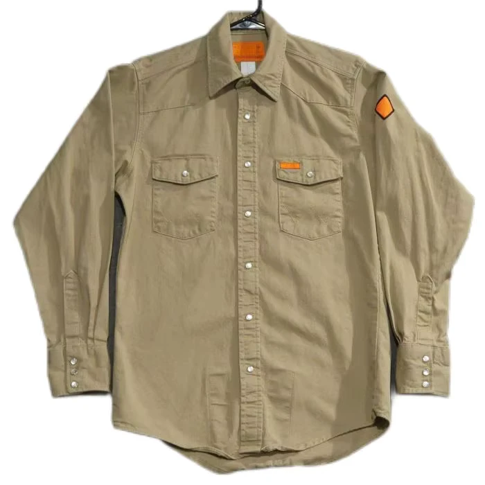 FR-Mens-Work-Shirt-Brown-Pearl-Snap-Long-Sleeve-Flame-Resistant-8