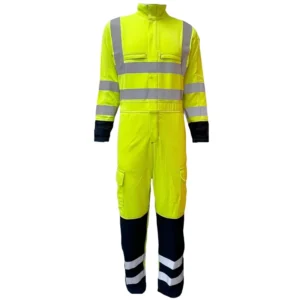 FR Modacrylic Fabric Safety Flame Resistant Clothing Hi Vis Anti Static Work Coverall for Men Easy to Wear Overalls Custom