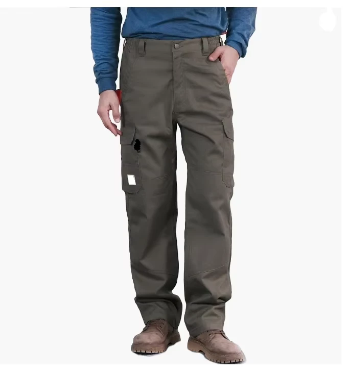 FR Pants for Men Flame Resistant Anti static Hi vis Safety 100% Cotton Pre Washed Silver Reflective Tape Carpenter Workwear
