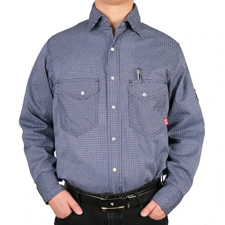 FR-Printed-Plaid-Cotton-Flame-Retardant-Workwear-Shirt-with-Aramid-Thread-Two-Chest-Pockets-6