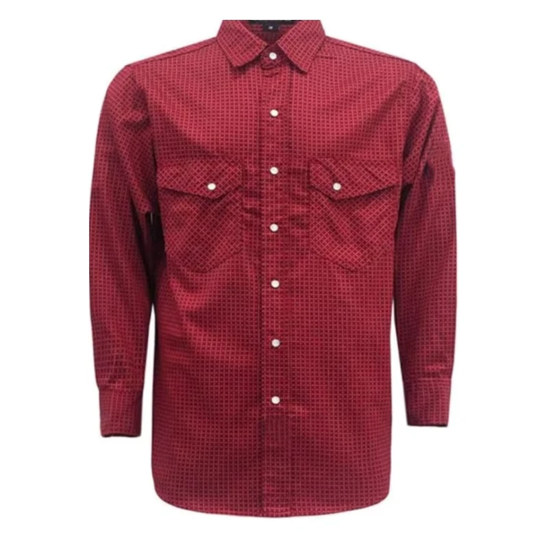 FR Printed Plaid Red Fire Retardant 6.5OZ Work Shirt Flame Resistant Arc Rating CAT2 Shirts