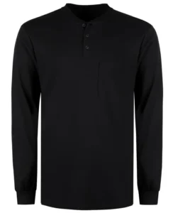 FR Shirts 5.5OZ 100% Cotton Light Weight Flame Resistant Black Henley Regular Fit Machine Wash