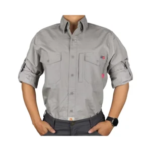 FR Shirts 6oz Ripstop Cotton Durable Rugged Fire Resistant Shirt with Zipper Pocket Water Repellent Finish CAT2