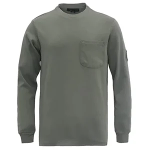 FR Shirts Crewneck 7oz Midweight Flame Resistant NFPA2112 CAT2 Men’s Fire Retardant Work Shirt with Aramid Thread