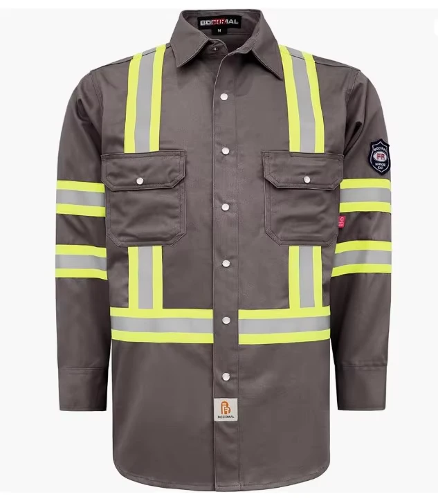 FR Shirts Hi Vis Flame Resistant Fire Retardant Shirt 7.5oz Men's Reflective Shirts