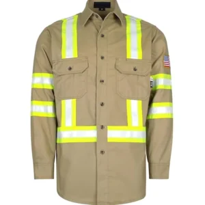 FR Shirts High Visibility Button 7.5oz Flame Resistant Hi Vis Reflective Safety Jacket Waterproof Fire Retardant NFPA 2112
