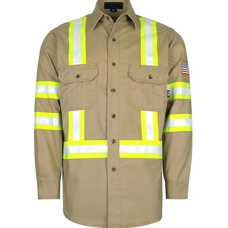 FR Shirts High Visibility Button 7.5oz Flame Resistant Hi Vis Reflective Safety Jacket Waterproof Fire Retardant NFPA 2112