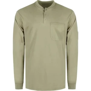 FR Shirts Lightweight Classic Long Sleeve Henley 5.5OZ NFPA2112 Fire Retardant CAT2 Flame Resistant Shirt Aramid Thread ASTM