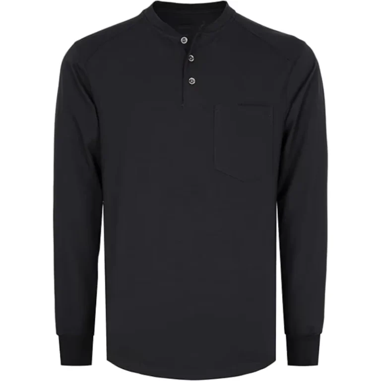 FR-Shirts-Long-Sleeve-Henley-Cotton-for-Heather-Blended-Flame-Resistant-Arc-Flash-Safety-CAT2-Work-T-Shirt