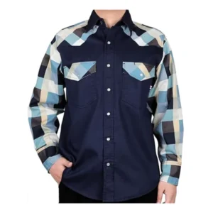 FR Shirts Two Tone Plaid Printed Pearl Snaps Closure Workwear Shirt 6.5OZ CAT2 Flame Retardant FR Work Shirts