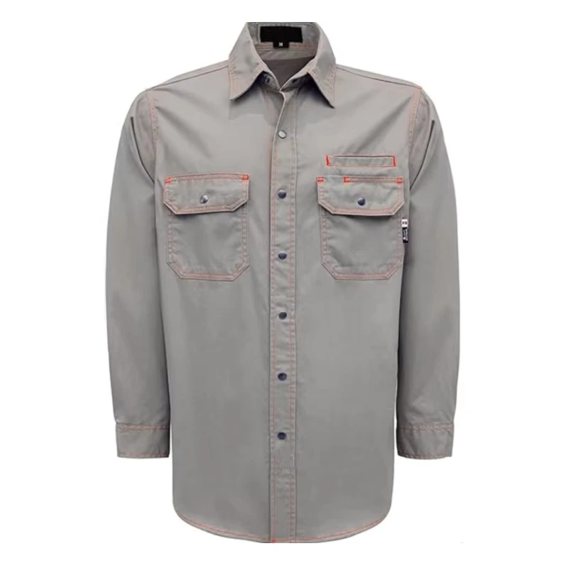 FR Solid Color Cotton Workwear Decorative Line 7.5OZ Flame Resistant Arc Rating CAT2 Shirts