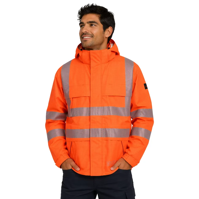 FR Winter Jacket Flame Resistant High Visibility Safety Jacket with Warm Lining for Cold Storage Construction Outdoor Work