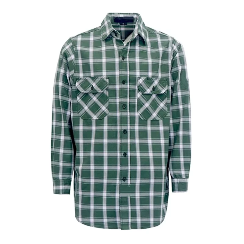 FR Work Cotton 7.5OZ Twill Fire Proof Clothing CAT2 NFPA 2112 Flame Retardant Plaid Shirts