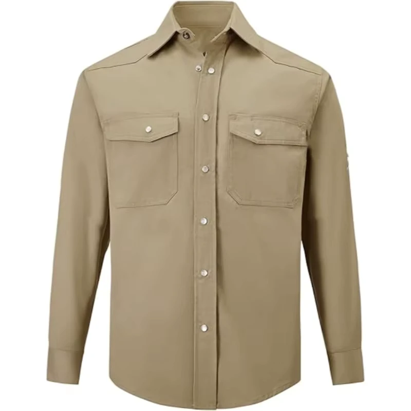 FR Work Fire Resistant CAT2 NFPA 2112 Clothing Cotton 6.5OZ Twill Flame Retardant Arc Flash Safety Shirts Model FRCA8601