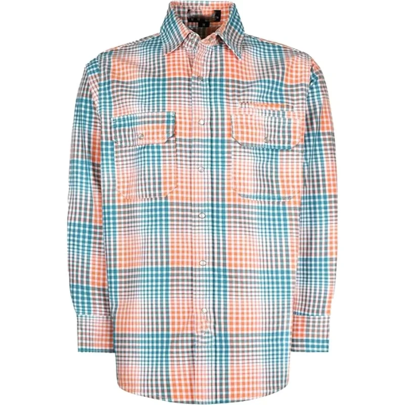 FRC Clothing CAT2 Arc Safety Apparel 7.5OZ Flame Resistant Cotton FR Sleeves Yarn Dyed Plaid Shirt Fire Proof FR Urea Buttons