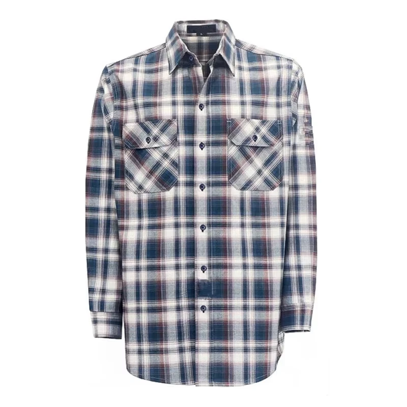 FRC Cotton 7.5OZ Plaid Twill CAT2 Flame Proof Clothing NFPA 2112 Fire Retardant Shirts