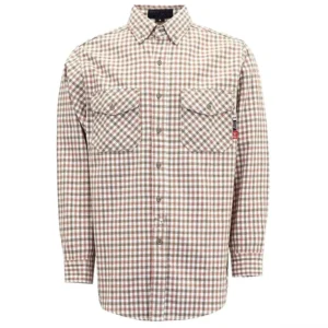 FRC Shirt Flame Resistant CAT2 Workwear Flannel Plaid Shirt NFPA Certified for Electricians and Welders