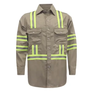 FRC0802 Fire Proof Hi Vis Reflective Work Shirt with Pearl Snap FR Workwear