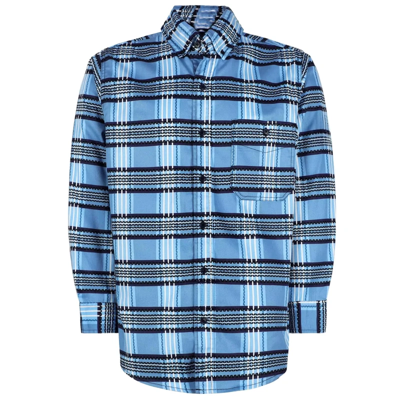 FRC0816012 Flame Resistant Printed Plaid Loose Fit Welding Shirt SEWING Seam Industrial Construction Workers