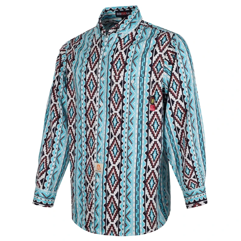 FRC0816A059 Bohemia Print Fireproof FR Loose Fit Sewn Protective Work Shirt for Industrial & Construction Workers