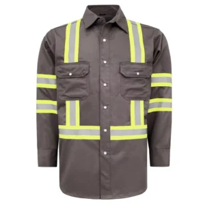 FRC1 0802 Anti Static Fire Resistant FR Hi Vis Reflective Sewn Workwear Shirt with Pearl Snap Industrial Safety Wear