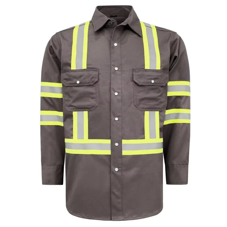 FRC1-0802-Anti-Static-Fire-Resistant-FR-Hi-Vis-Reflective-Sewn-Workwear-Shirt-with-Pearl-Snap-Industrial-Safety-Wear