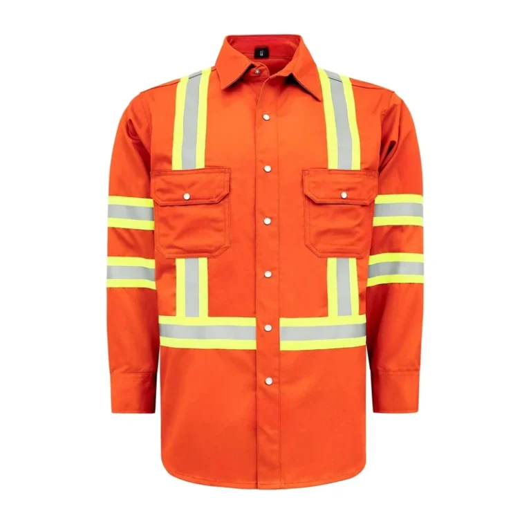 FRC1-0802-Fire-Resistant-Hi-Vis-Reflective-Work-Shirt-with-Pearl-Snap-Industrial-Safety-Wear