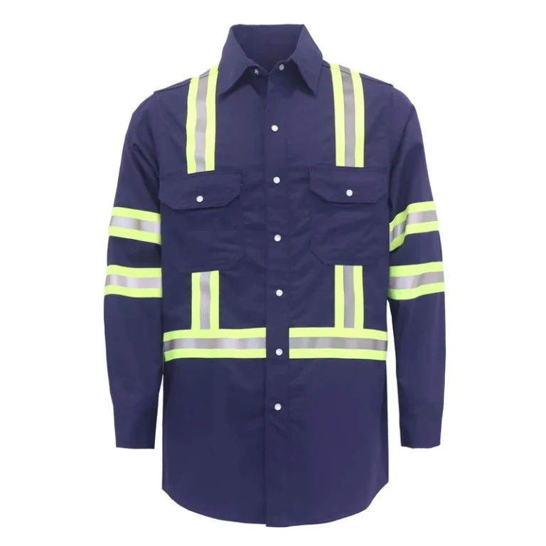 FRC1-0802-HV-Fire-Resistant-FR-Hi-Vis-Reflective-Sewn-Work-Shirt-with-Pearl-Snap-Industrial-Safety-Wear