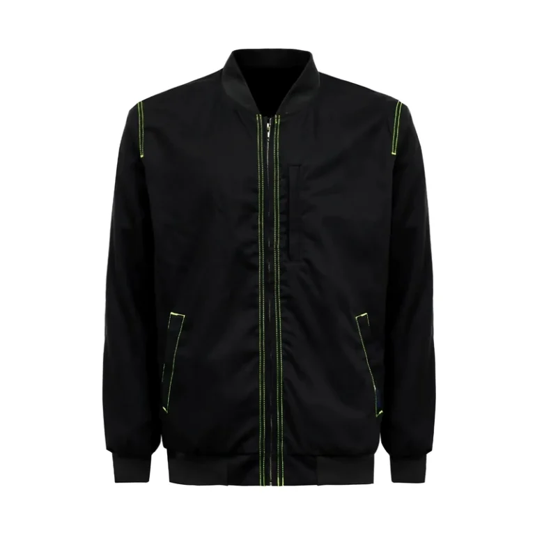 FRC1426-Black-Fire-Proof-Water-Repellent-FR-Lined-Loose-Fit-Sewn-Seams-Jacket-for-Industrial-Workers