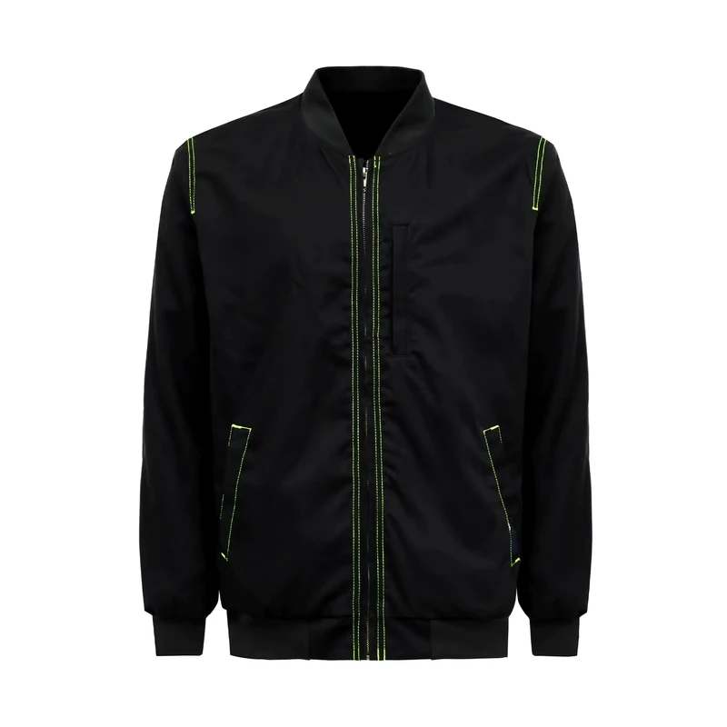 FRC1426 Black Fire Proof Water Repellent FR Lined Loose Fit Sewn Seams Jacket for Industrial Workers