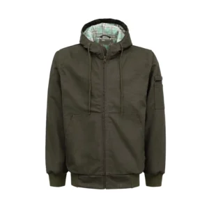 FRC3004 Green Fireproof Insulated FR Canvas Safety Jacket with Detachable Hood for Industrial Workers