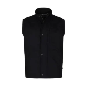 FRC3104 Black Water Repellent FR Lined Loose Fit Vest with Sewing Seam for Industrial & Construction Workers