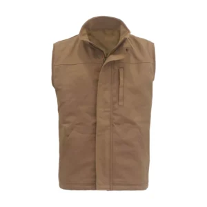 FRC3104 Brown Fire Proof Water Repellent FR Lined Loose Fit Vest with Sewing Seam for Industrial & Construction Workers