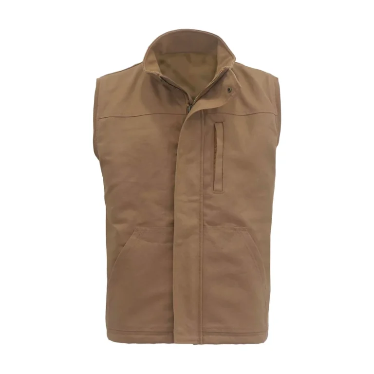 FRC3104-Brown-Fire-Proof-Water-Repellent-FR-Lined-Loose-Fit-Vest-with-Sewing-Seam-for-Industrial-Construction-Workers