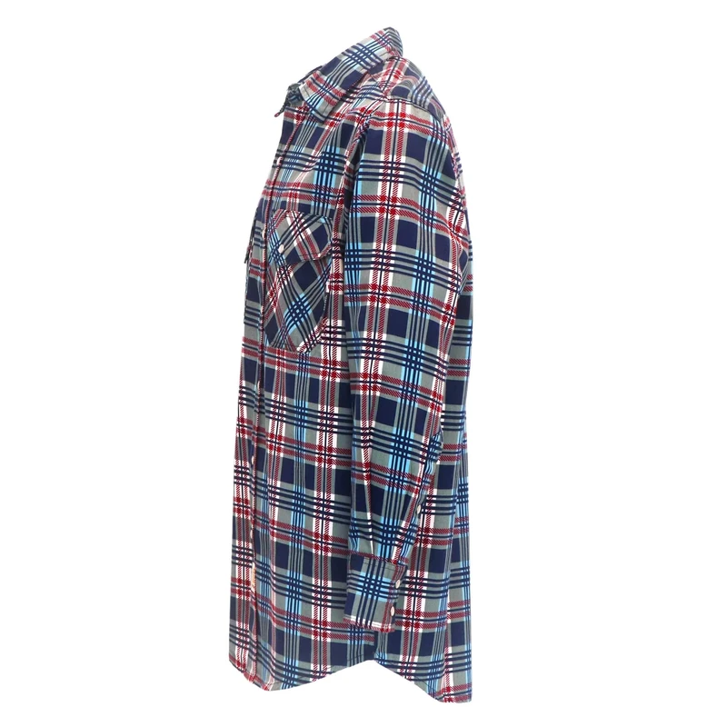 FRC3916 Flame Resistant Loose Fit Printed Plaid Work Shirt for Industrial & Construction Workers