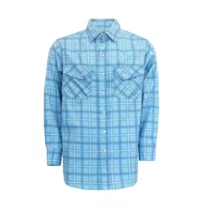 FRC3916 Flame Resistant Loose Fit Sewn Seams Printed Plaid Work Shirt for Industrial & Construction Workers