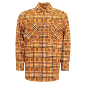 FRC3916 Flame Resistant Printed Plaid Loose Fit Sewing Work Shirt for Industrial & Construction Workers