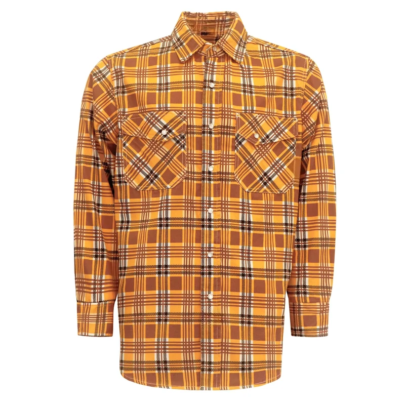 FRC3916 Flame Resistant Printed Plaid Loose Fit Sewing Work Shirt for Industrial & Construction Workers
