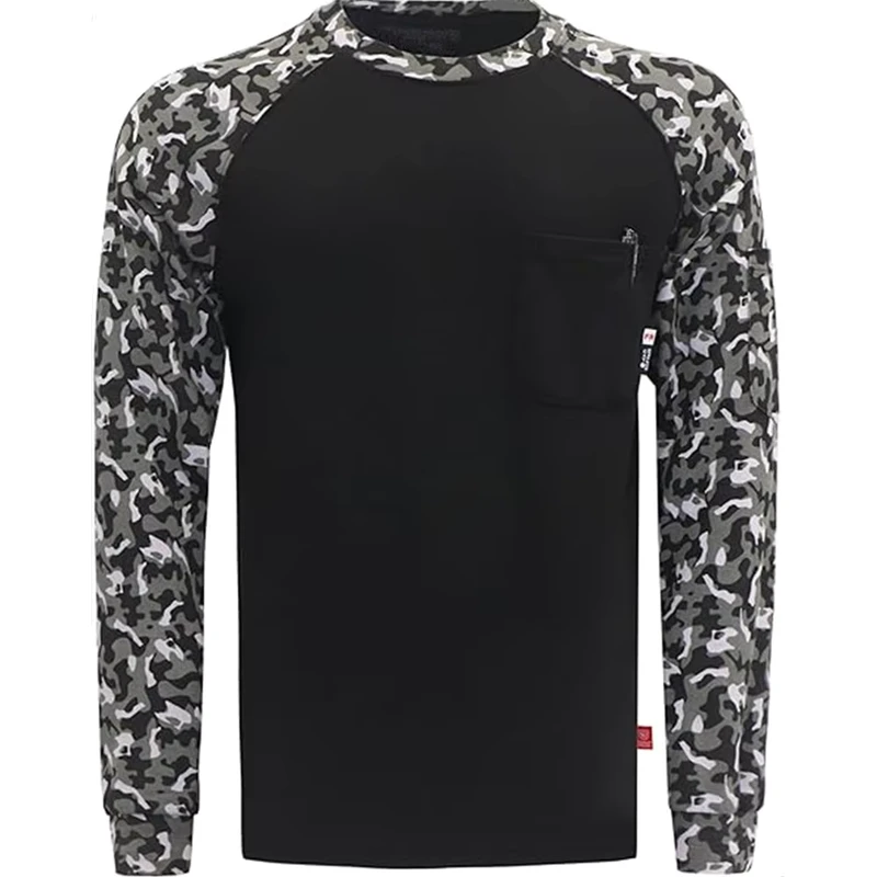 FRC5703 Safety Polo Shirt EN11612 NFPA2112 Certified Flame Resistant Printed Cotton Henley Custom Arc