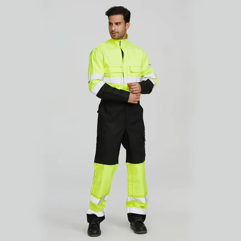 FRECOTEX Mens Hi Vis Workwear Flame Retardant Reflective Industrial Mining Fireproof Working Coverall