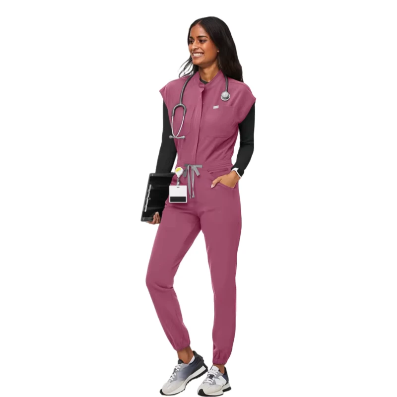 FUYI Cherokee Eco Friendly Medical Scrubs Uniforms Women Scrub Nurse Uniform Sets for Beauty Salon OPP Polyester OEM Custom