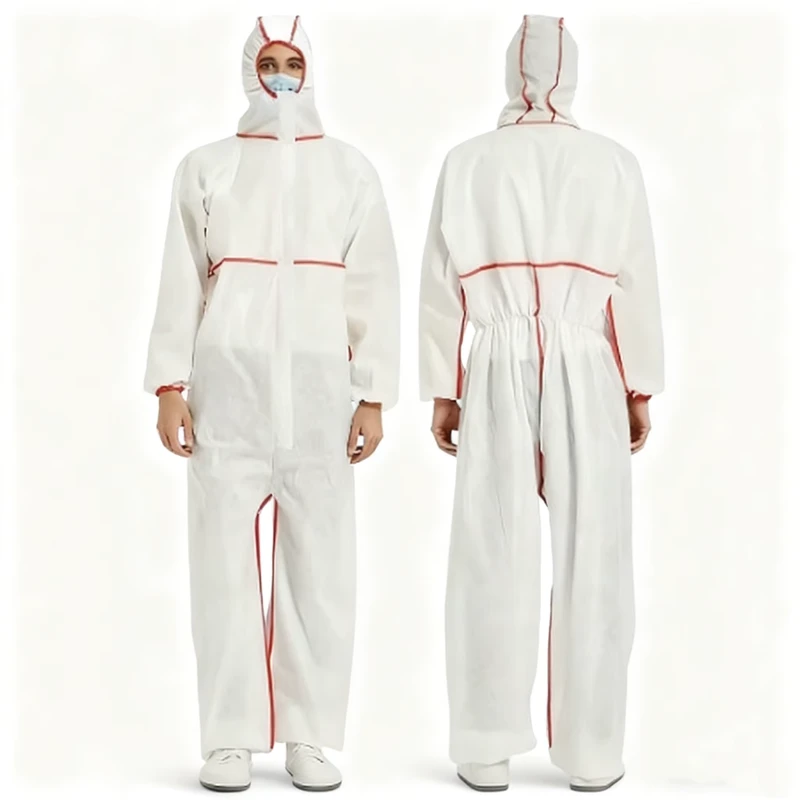 Factory 65g Microporous Breathable White Non Woven Disposable Coverall Suit Safety Work Clothes Medical Protective