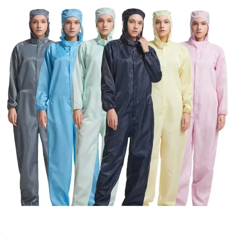 Factory-China-Disposable-Coveralls-Supplier-Cleanroom-Uniforms-Work-Jacket-and-Pants-Antistatic-Coverall